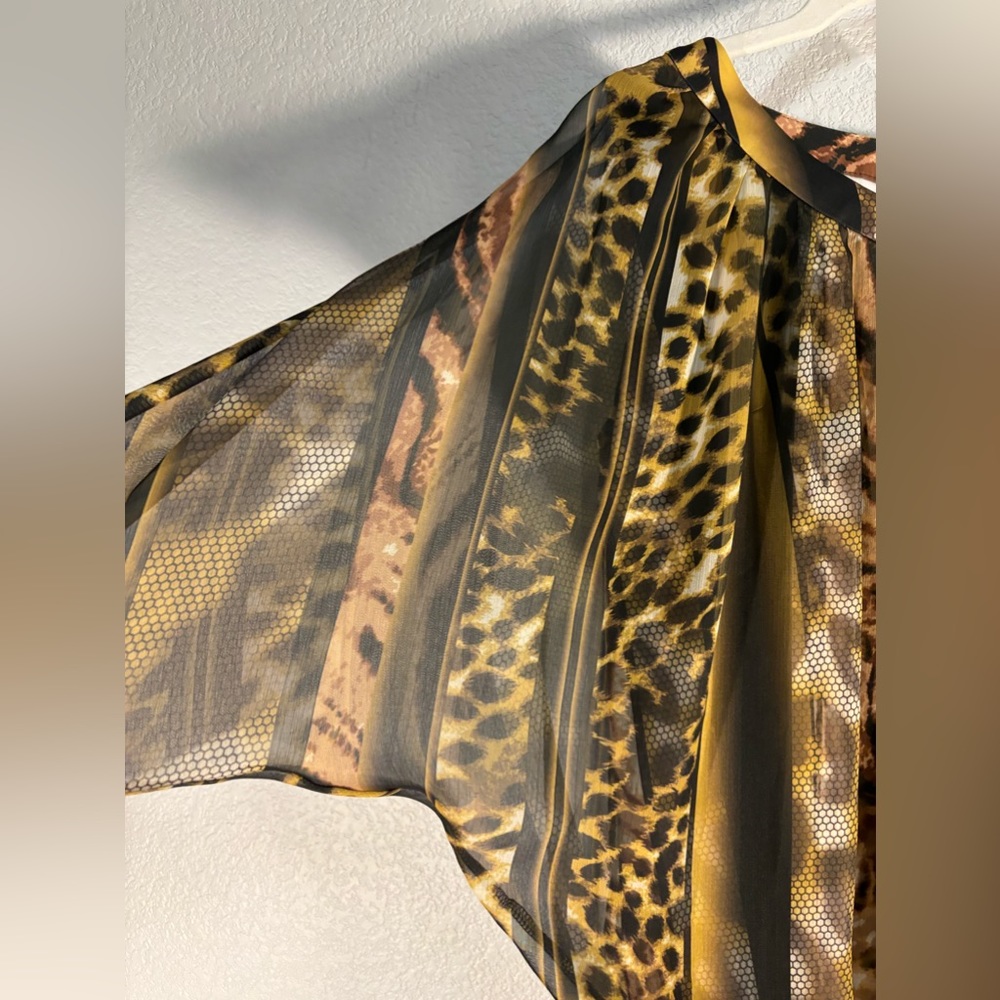 Unique Leopard Print Layered Top With Sheer Long … - image 5